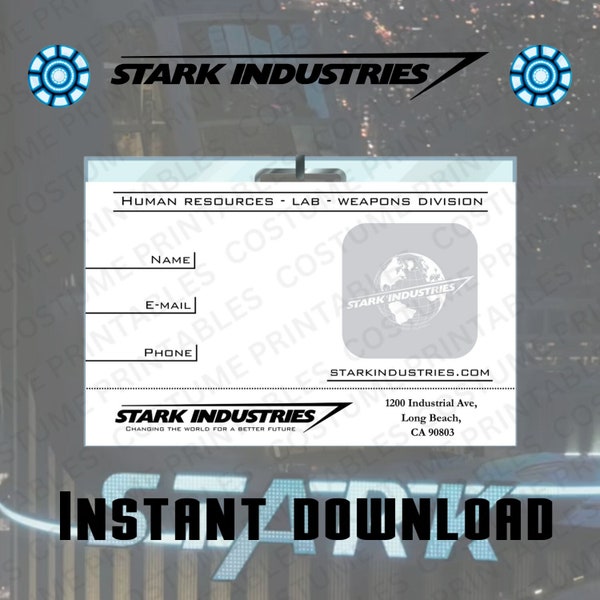 PRINTABLE Stark Industries business card from Marvel, Iron-man and Avengers