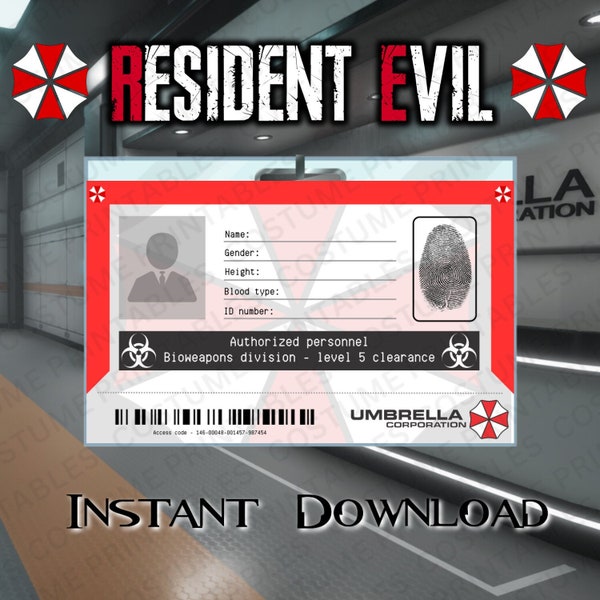 PRINTABLE Umbrella corporation ID Card badge from Resident Evil