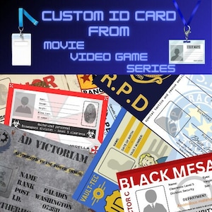 CUSTOM PRINTABLE ID card badge from your favorite game, movie, series or fake company