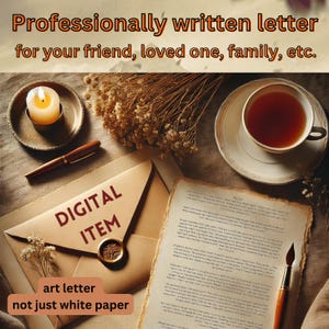 Carta escrita profesionalmente para un amigo, un ser querido, un novio, una novia, una esposa, un compañero de trabajo, algo personal, divertido o romántico.