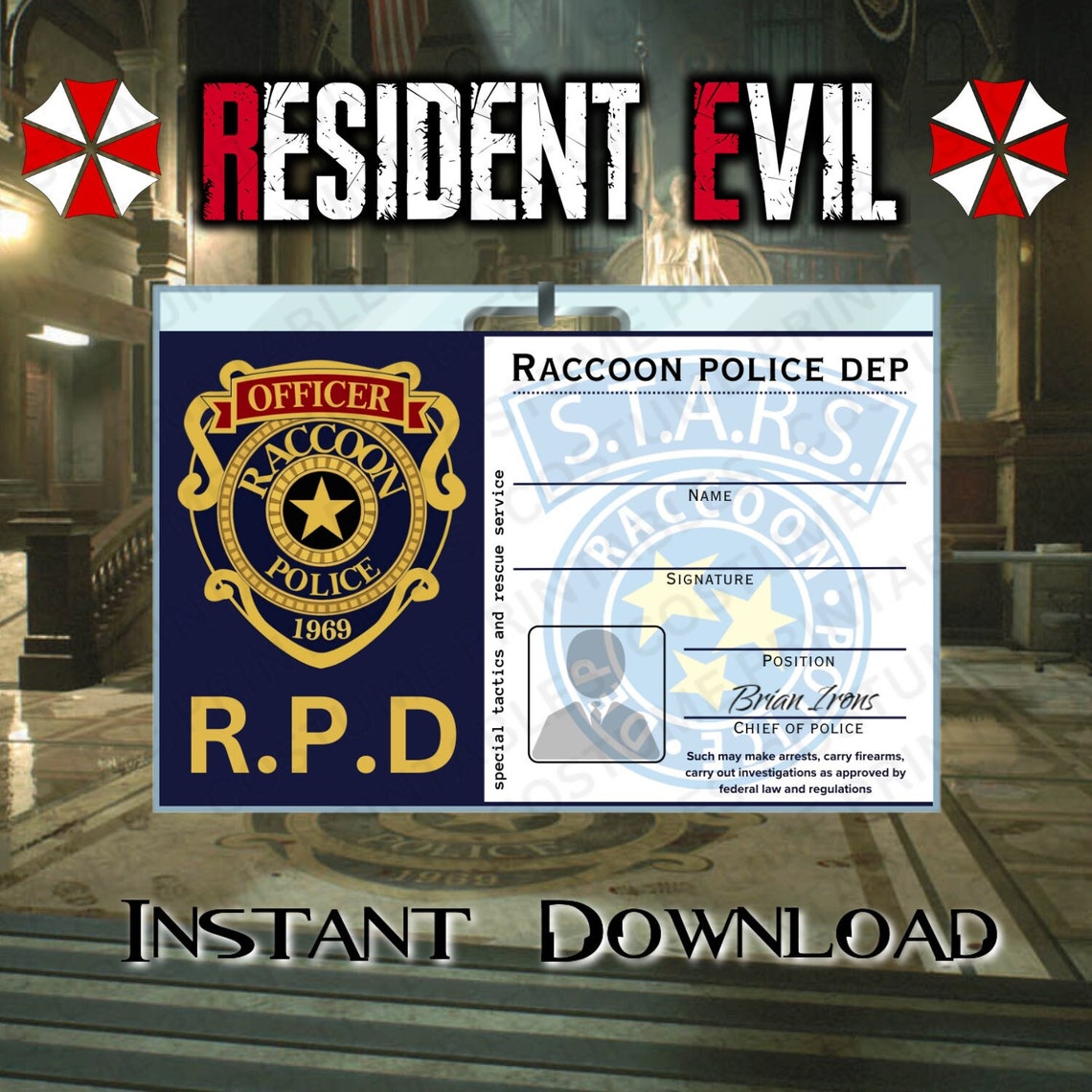 Printable | R.P.D | Racoon Police Department | ID Card | ID Badge ...