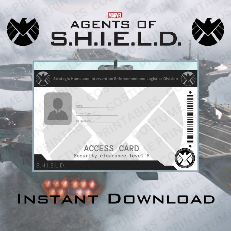 Printable S H I E L D ID Card ID Badge Inspired by Marvel Universe Printable S H I E L D ID Card ID Badge Inspired by Marvel Universe