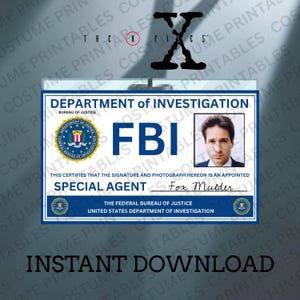 Printable | X-files | Fox Mulder | ID card | ID badge | Inspired by X-files TV series | Costume | Cosplay