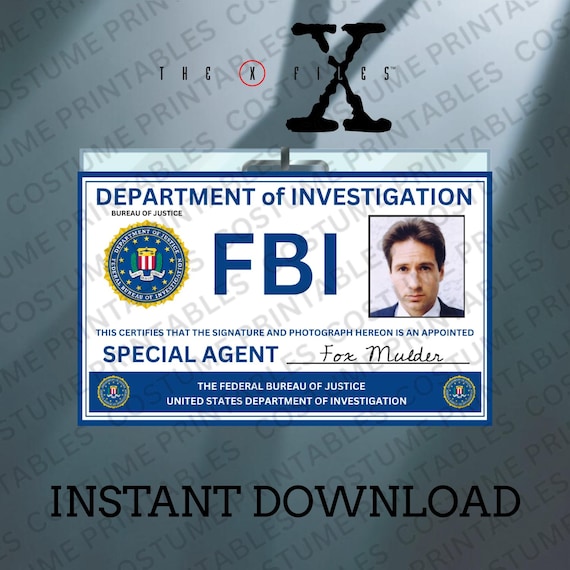 Fox Mulder FBI ID Badge | X-files Cosplay Prop (digital Download