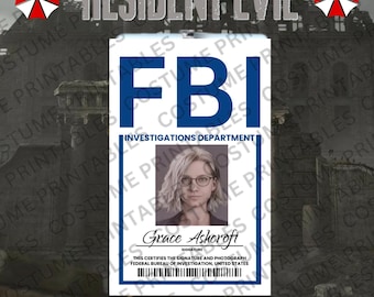Resident Evil Grace Ashcroft FBI ID Badge | Printable Cosplay Prop | Digital Download PNG