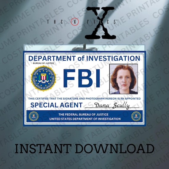 FBIスペシャルエージェント証明書 Dana Scully FBI ID Card | X-files Cosplay Prop (digital Download