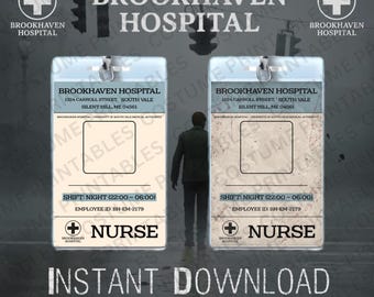 Brookhaven Hospital Nurse Badge | Inspired by Silent Hill | Creepy Survival Horror Cosplay | Printable Digital Download