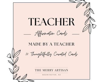 Teacher Affirmation Cards Instant Download Daily Affirmations Appreciation Gift Made by a Teacher