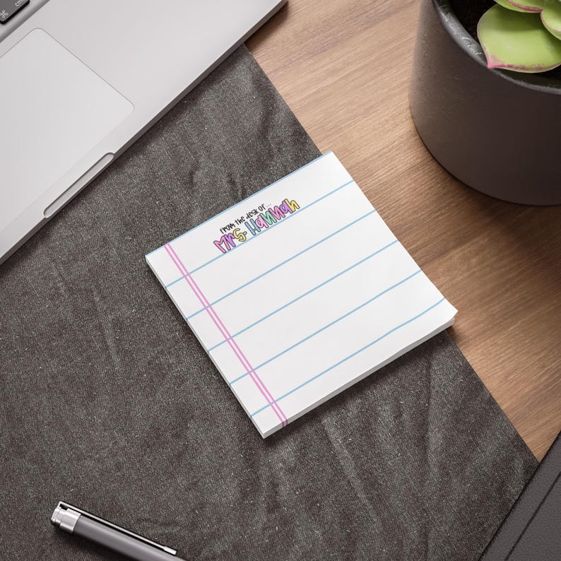 Custom Name Note Pads for Teachers, Custom Stationery, Writing Gifts, Cute Office Supplies, Back to School Essentials 4" x 4"