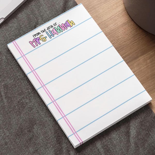 Custom Name Note Pads for Teachers, Custom Stationery, Writing Gifts, Cute Office Supplies, Back to School Essentials