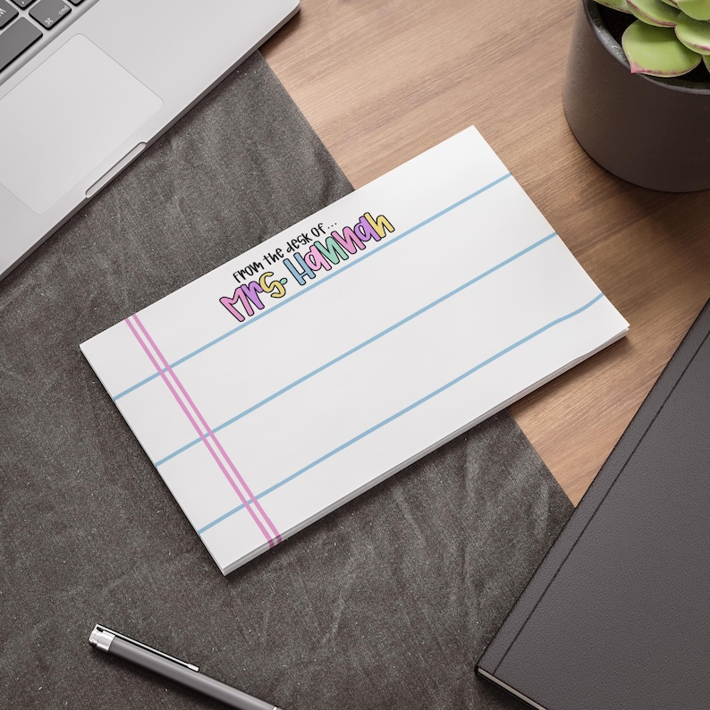 Custom Name Note Pads for Teachers, Custom Stationery, Writing Gifts, Cute Office Supplies, Back to School Essentials 10" x 6"