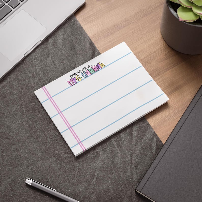 Custom Name Note Pads for Teachers, Custom Stationery, Writing Gifts, Cute Office Supplies, Back to School Essentials 8" x 6"