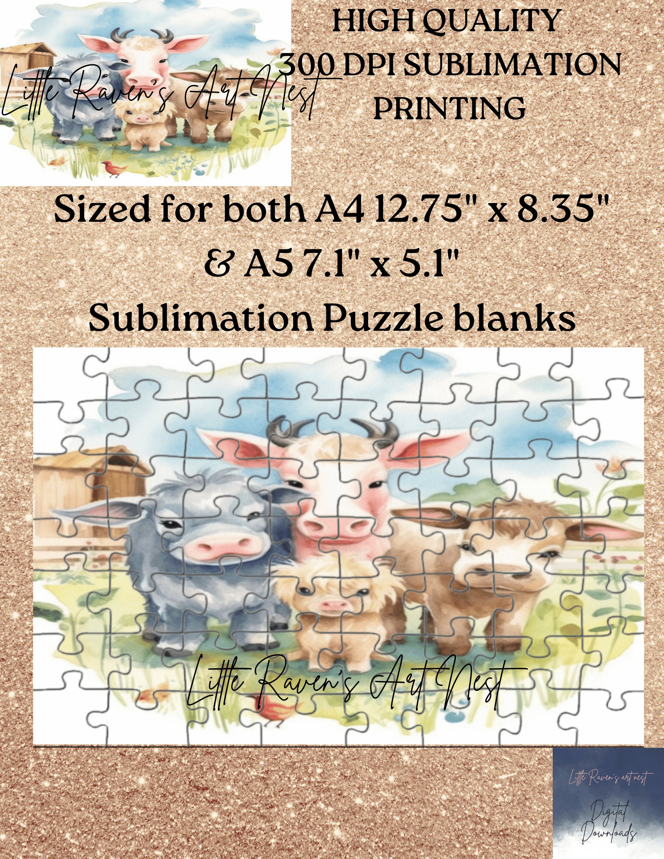 Dinosaur 24pc Puzzle Puzzle Sublimation Design INSTANT 