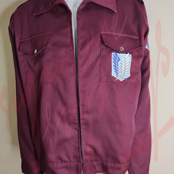 Veste marron de l'Attaque des Titans du Survey Corps, veste Survey Corps, veste AoT Recon Corps, veste emblème du régiment, veste Eren Yeager Scout.