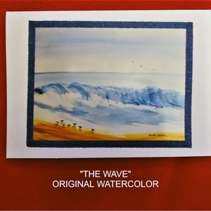 THE WAVE, original watercolor card