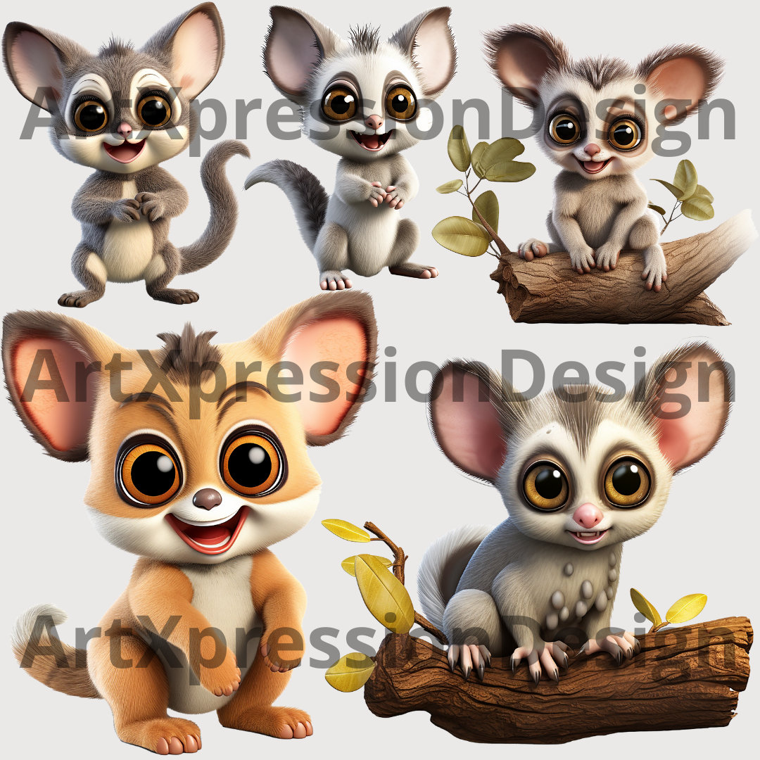 Bushbabys Clipart Cute Cartoon Clipart, Bushbabys Clipart Set ...