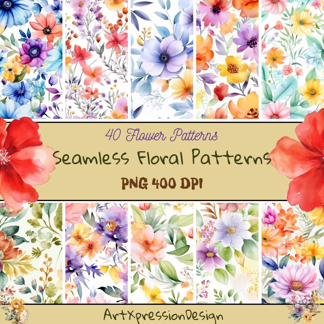 Spring Floral Digital Pattern - Seamless Spring Watercolor Flower ...