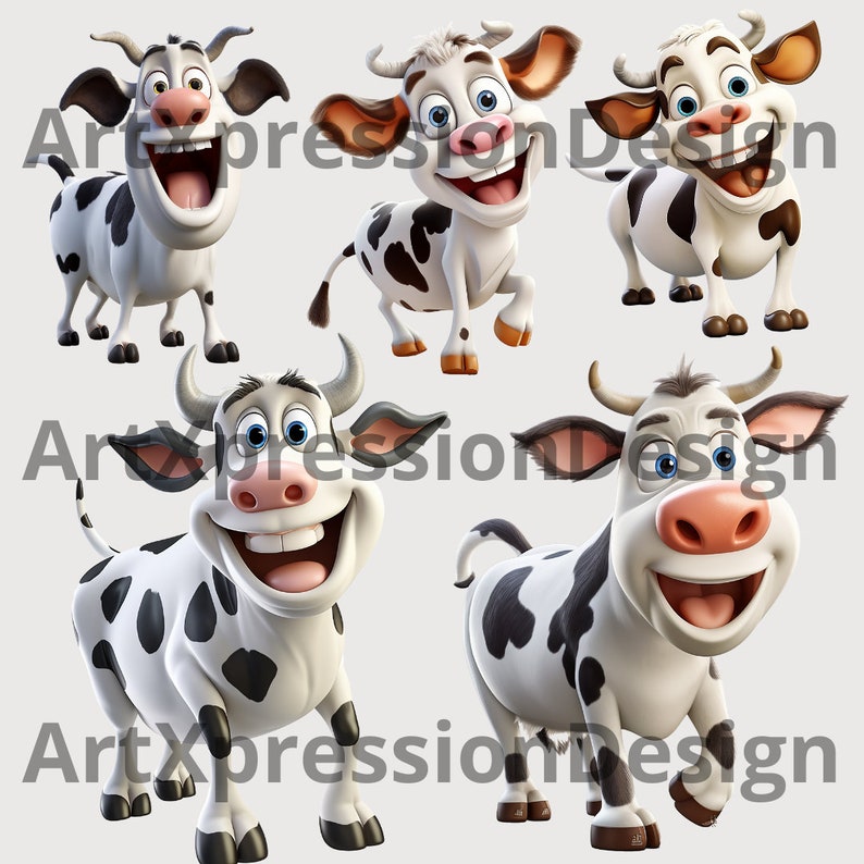 Cows Clipart Cute Cartoon Clipart Cows Clipart Set Cowss - Etsy