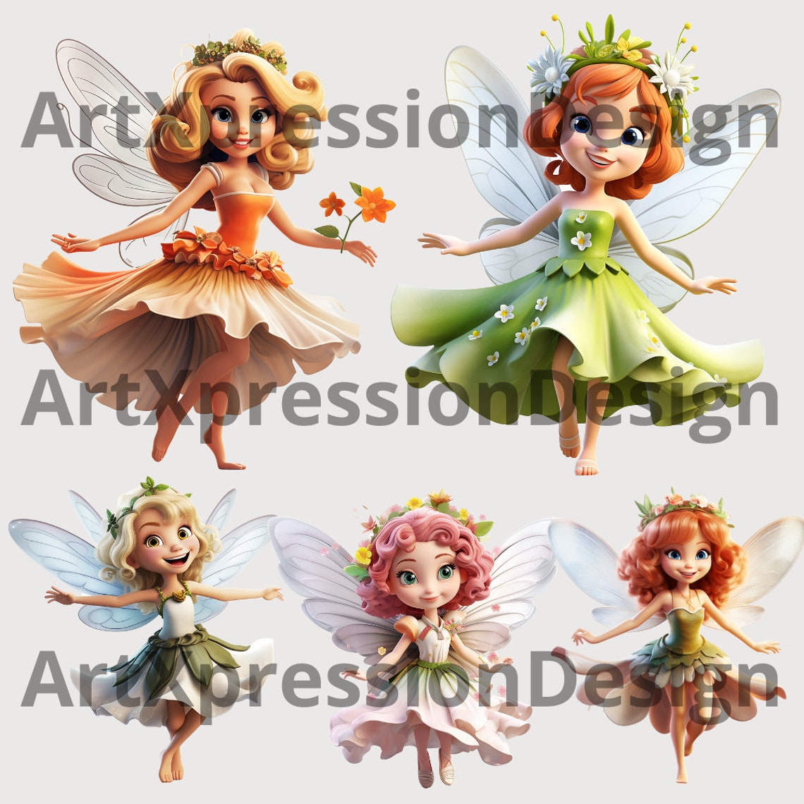 Fairies Clipart Cute Cartoon Clipart, Fairies Clipart Set, Fairies ...