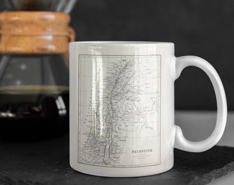 Vintage Map Mug, Palestine Mug | coffee mug, handmade mug, custom mug, mothers day, mug for dad, auntie mug, gift for uncle