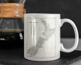 Vintage Map Mug, New Zealand Mug | coffee mug, handmade mug, custom mug, mothers day, mug for dad, auntie mug, gift for uncle