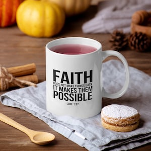 FAITH description | Mug Design | Free Shipping | Gift | Secret Santa | Birthday | book | Christian | Church | Jesus