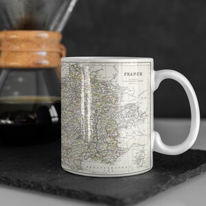 tasse carte vintage, tasse France | mug à café, mug fait main, mug personnalisé, fête des mères, mug pour papa, mug tante, cadeau pour oncle