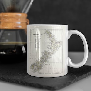Vintage Karte Tasse, Neuseeland Tasse | Kaffeetasse, handgemachte Tasse, benutzerdefinierte Tasse, Muttertag, Tasse für Papa, Tante Tasse, Geschenk für Onkel