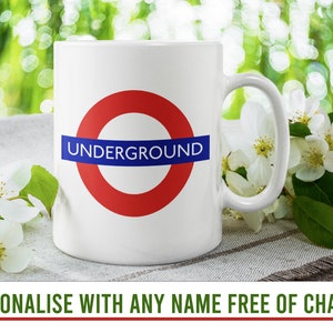 Personalisierte Tube Becher, London Becher, Zug Geschenk, jeder Name, den Sie wollen!