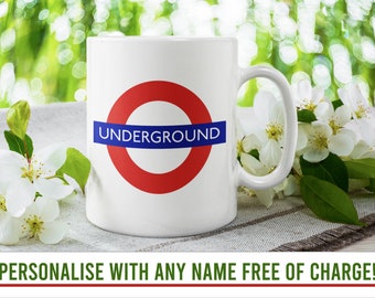 Personalisierte Tube Becher, London Becher, Zug Geschenk, jeder Name, den Sie wollen!