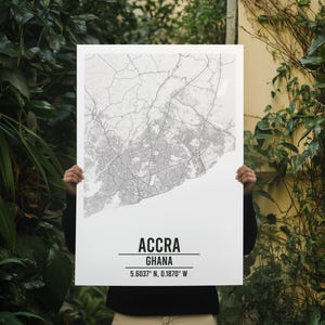 Accra Minimalist Monochrome Map Print – Black & White City Wall Art – Modern Accra Poster