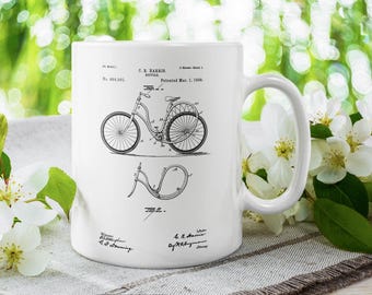 Vintage Bicycle Patent Mug – 1898 C.R. Harris Bike Design – 11oz Ceramic Mug for Cyclists | Cycling History Gift | Retro Bike Art Cup