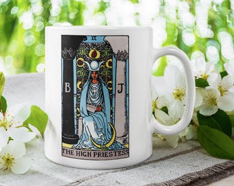 The High Priestess Tarot Mug – RWS Tarot Card 11oz Ceramic Cup | Witchy Gift for Mystics | Intuition & Spirituality Mug