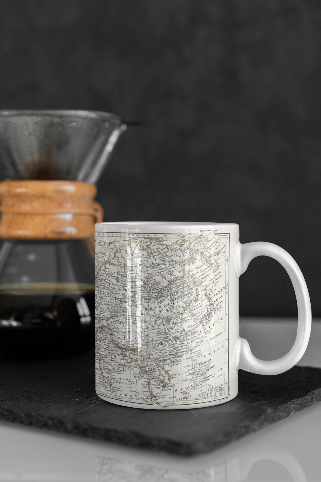 Vintage Map Mug, Asia Mug | Coffee Mug, Handmade Mug, Custom Mug ...