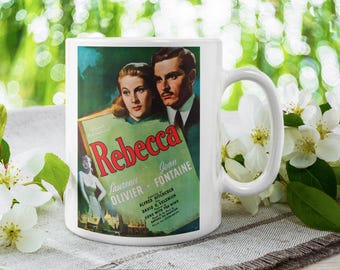 Tazza Rebecca – Arte cinematografica con Joan Fontaine e Laurence Olivier – Tazza da film gotica classica – Ceramica da 11 once