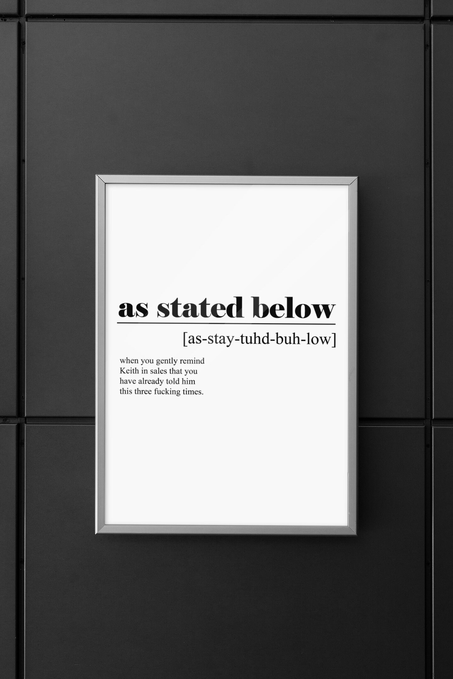 Funny as Stated Below Definition Print – Humorous Wall Art for Kitchen ...