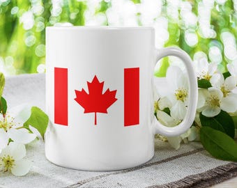 Tasse drapeau du Canada - Tasse à café feuille d'érable canadien - Céramique 11 oz - Cadeau patriotique pour les fans du Canada - Tasse à thé Drapeau national