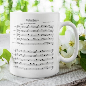 Vivaldi “Spring” Violin Concerto Mug – RV 269 Sheet Music Design, the Four Seasons