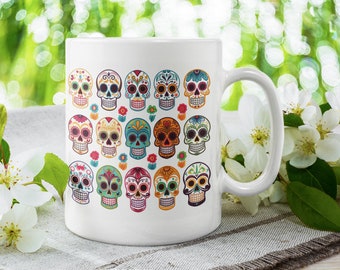 Sugar Skull Mug, Mexican gift, Day of the Dead ~ Día de los Muertos