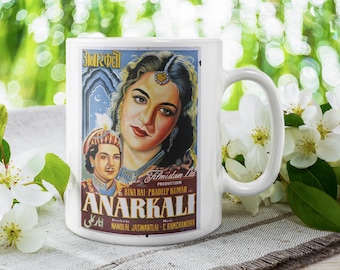 Vintage Bollywood Anarkali 1953 Movie Poster Mug – Classic Indian Cinema Collectible – Public Domain Film Art 11oz Coffee Cup