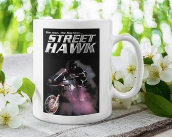 Mok motorfietsheld uit de jaren 80 – Retro Synthwave Street Vigilante Vibes – op Street Hawk geïnspireerd cadeau – coole koffiemok voor fans van klassieke tv