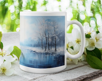 Landscape Mug, Frozen Lake GIft, winter gift