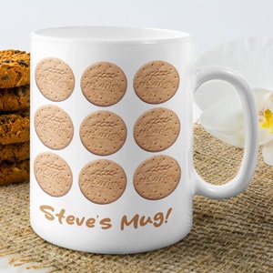 Personalized biscuit mug, biscuit gift, any name mug, Personalised biscuit, digestive lover