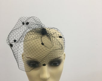 Black Birdcage Veil For Hat Making , Millinery Supplies , Costume , Hat And Fascinator Decoration