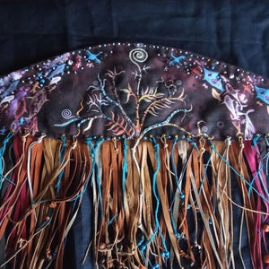 Shaman mask with fringe with female symbols. ONLY TO ORDER!