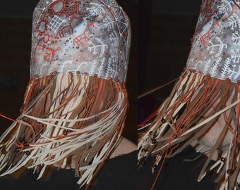 Shamanic mask with fringe for the ceremony. ONLY TO ORDER!