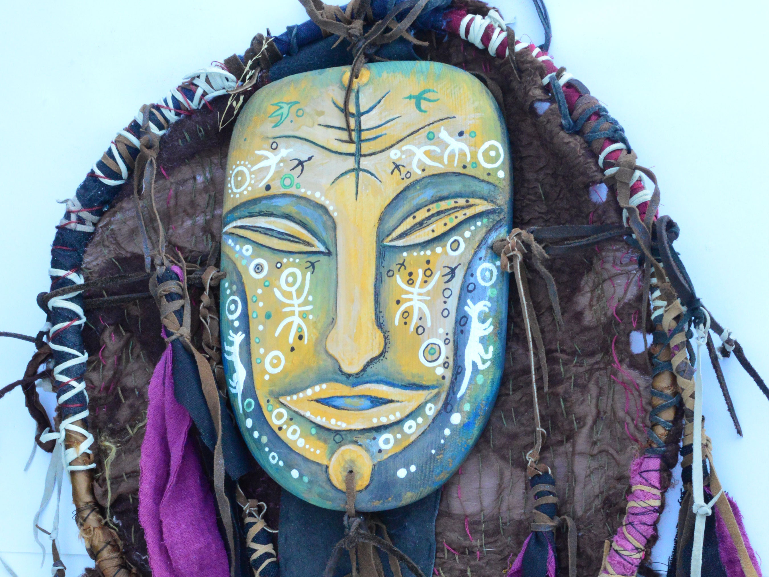 Shaman Wooden Mask, Protection Amulet: Spiritual Tribal Wall Decor ...