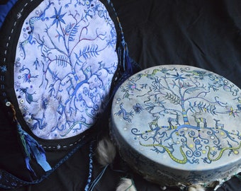 Shamanic tambourine and backpack bag with the image of the tree of life. TO ORDER!