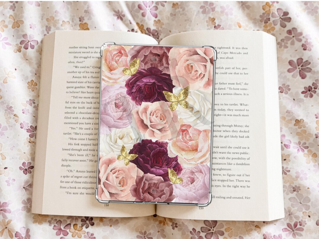 Pink Floral Kindle Case Insert/ E-reader Clear Case Insert/ Bookish ...