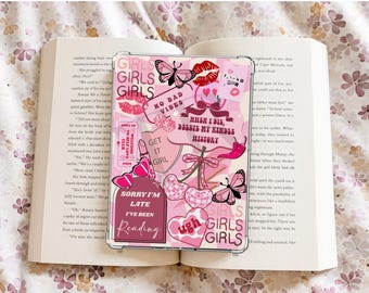 Trendy Pink Collage Kindle Case Insert / bookish merch/ clear case insert/ edgy/ checkered print/ booktok